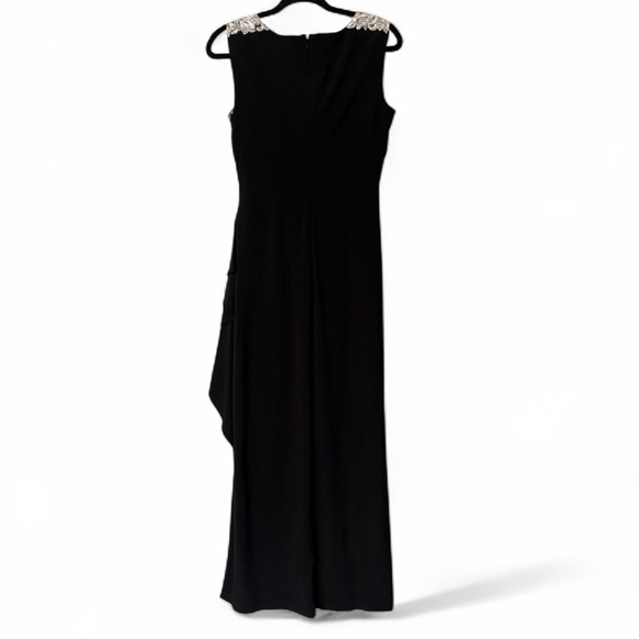 Alex Evenings Black Asymmetrical Dress with White Lace